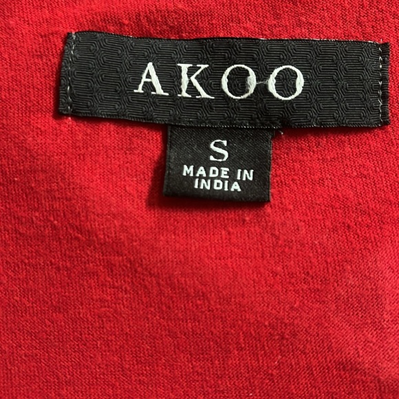 AKOO Red V-Neck T-Shirt with White AKOO Logo - Picture 4 of 7